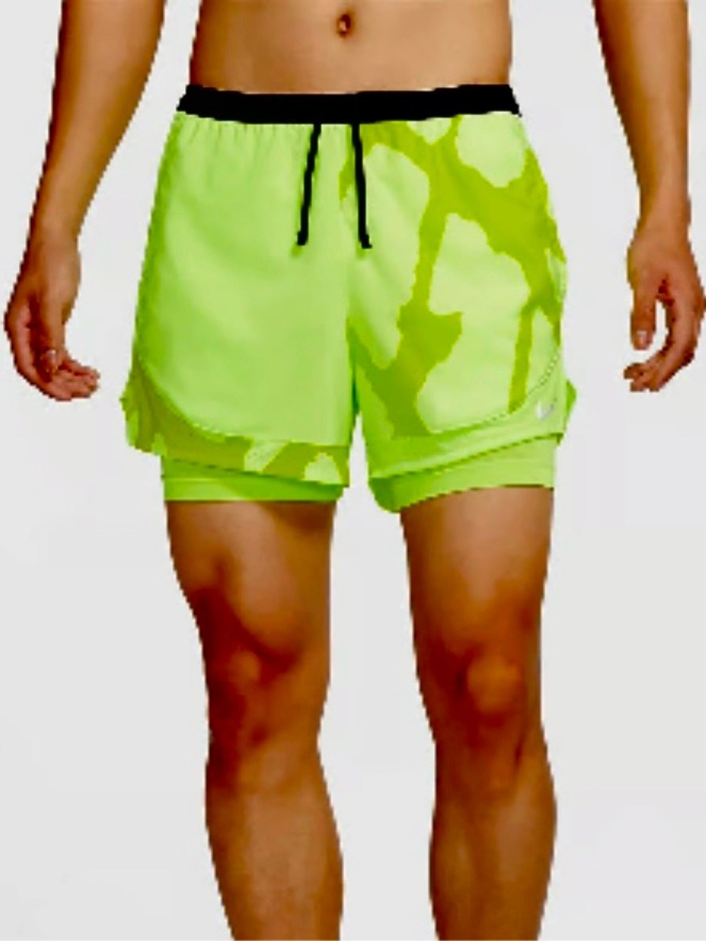 Nike Dri Fit Stride Run Division 2 in 1 Running Shorts Neon Lime Green